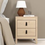 Comodino Marrone Rovere un Ripiano 2 Cassetti 44x38x54h cm, Apertura Scorrevole - Fred