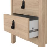 Comodino Marrone Rovere un Ripiano 2 Cassetti 44x38x54h cm, Apertura Scorrevole - Fred