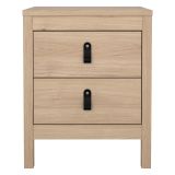 Comodino Marrone Rovere un Ripiano 2 Cassetti 44x38x54h cm, Apertura Scorrevole - Fred
