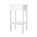 Comodino Maxine, Comò basso, Tavolino da notte, Mensola da letto, 34x40 h70 cm, Bianco