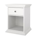 Comodino Mimi, Comò basso, Tavolino da notte, Mensola da letto, 43x48 h63 cm, Bianco