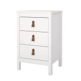 Comodino Mirabelle, Comò basso, Tavolino da notte, Mensola da letto, 38x44 h70 cm, Bianco