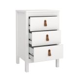Comodino Mirabelle, Comò basso, Tavolino da notte, Mensola da letto, 38x44 h70 cm, Bianco
