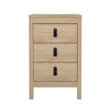 Comodino Mirabelle, Comò basso, Tavolino da notte, Mensola da letto, 38x44 h70 cm, Rovere