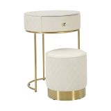 Comodino moderno bianco e oro 52x52x70h cm - Consolle Miscano