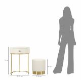 Comodino moderno bianco e oro 52x52x70h cm - Consolle Miscano