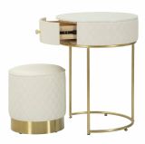 Comodino moderno bianco e oro 52x52x70h cm - Consolle Miscano