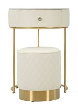 Comodino moderno bianco e oro 52x52x70h cm - Consolle Miscano