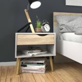 Comodino moderno bianco e quercia 50x39x49h cm - Lucina