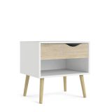 Comodino moderno bianco e quercia 50x39x49h cm - Lucina