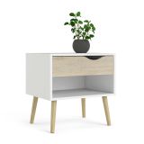 Comodino moderno bianco e quercia 50x39x49h cm - Lucina