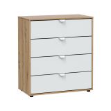 Comodino moderno bianco e rovere nodi 77x40x86h cm - Spinello