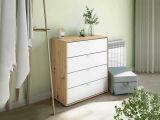 Comodino moderno bianco e rovere nodi 77x40x86h cm - Spinello