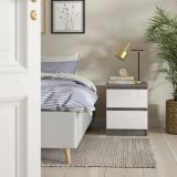 Comodino moderno cemento e bianco lucido 50x40x49h cm - Azar