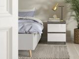 Comodino moderno cemento e bianco lucido 50x40x49h cm - Azar