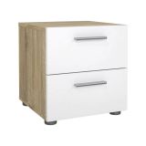 Comodino moderno quercia e bianco lucido 40x40x42h cm - Fedora