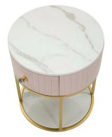 Comodino moderno rosa e bianco 42x42x48h cm - Gerhard