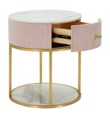 Comodino moderno rosa e bianco 42x42x48h cm - Gerhard