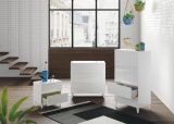 Comodino Nashville, Comodino a 2 cassetti, Tavolino da notte, Comò basso per camera da letto, 50x34h49 cm, Bianco lucido