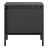 Comodino Nero 2 Cassetti un Ripiano 54x40x56h cm, Apertura Scorrevole - Gasalisa
