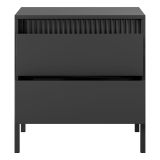 Comodino Nero 2 Cassetti un Ripiano 54x40x56h cm, Apertura Scorrevole - Gasalisa