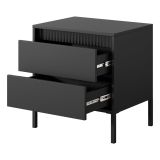 Comodino Nero 2 Cassetti un Ripiano 54x40x56h cm, Apertura Scorrevole - Gasalisa