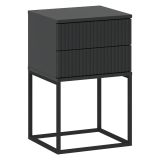 Comodino Nero Antracite 2 Cassetti Apertura Scorrevole 40x39x65h cm, Chiusura Scorrevole - Lehatava
