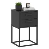 Comodino Nero Antracite 2 Cassetti Apertura Scorrevole 40x39x65h cm, Chiusura Scorrevole - Lelahama