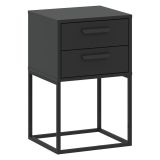 Comodino Nero Antracite 2 Cassetti Apertura Scorrevole 40x39x65h cm, Chiusura Scorrevole - Lelahama