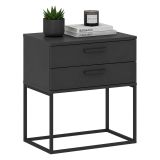 Comodino Nero Antracite 2 Cassetti Apertura Scorrevole 60x39x65h cm, Chiusura Scorrevole - Lelabati