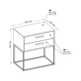 Comodino Nero Antracite 2 Cassetti Apertura Scorrevole 60x39x65h cm, Chiusura Scorrevole - Lelabati