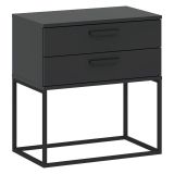 Comodino Nero Antracite 2 Cassetti Apertura Scorrevole 60x39x65h cm, Chiusura Scorrevole - Lelabati