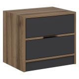 Comodino Nero Antracite Marrone Noce 4 Cassetti Apertura Scorrevole 54x40x47h cm, Chiusura Scorrevole - Legnago