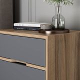 Comodino Nero Antracite Marrone Noce 4 Cassetti Apertura Scorrevole 54x40x47h cm, Chiusura Scorrevole - Legnago