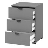 Comodino Nero Antracite Nero 3 Cassetti un Ripiano 45x40x63h cm, Apertura Scorrevole - Talana