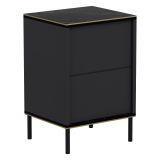 Comodino Nero Antracite oro un Ripiano Apertura Battente 40x35x60h cm, Un'anta - Vestone
