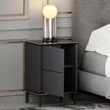 Comodino Nero Antracite oro un Ripiano Apertura Battente 40x35x60h cm, Un'anta - Vestone