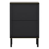 Comodino Nero Antracite oro un Ripiano Apertura Battente 40x35x60h cm, Un'anta - Vestone