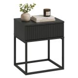 Comodino Nero Antracite un Cassetto Apertura Scorrevole 40x39x52h cm, Chiusura Scorrevole - Lelalaha