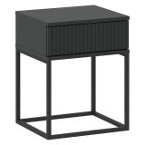 Comodino Nero Antracite un Cassetto Apertura Scorrevole 40x39x52h cm, Chiusura Scorrevole - Lelalaha