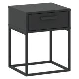 Comodino Nero Antracite un Cassetto Apertura Scorrevole 40x39x52h cm, Chiusura Scorrevole - Lelimapa