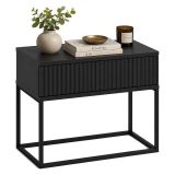 Comodino Nero Antracite un Cassetto Apertura Scorrevole 60x39x52h cm, Chiusura Scorrevole - Leletete