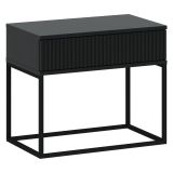 Comodino Nero Antracite un Cassetto Apertura Scorrevole 60x39x52h cm, Chiusura Scorrevole - Leletete