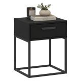 Comodino Nero un Cassetto Apertura Scorrevole 40x39x52h cm, Chiusura Scorrevole - Lelimapa