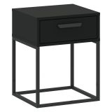 Comodino Nero un Cassetto Apertura Scorrevole 40x39x52h cm, Chiusura Scorrevole - Lelimapa