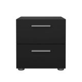 Comodino Nero un Ripiano 2 Cassetti 40x40x42h cm, Apertura Scorrevole - Apolla