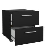 Comodino Nero un Ripiano 2 Cassetti 40x40x42h cm, Apertura Scorrevole - Apolla