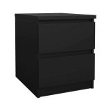 Comodino Nero un Ripiano 2 Cassetti 50x40x50h cm, Apertura Scorrevole - Azar