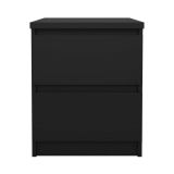 Comodino Nero un Ripiano 2 Cassetti 50x40x50h cm, Apertura Scorrevole - Azar