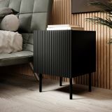 Comodino Nero un Ripiano Apertura Battente 45x40x51h cm, Un'anta - Livraga